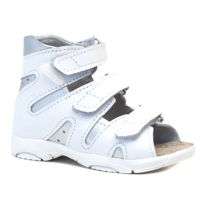 Сандалии ортопедические детские с открытым носом Орфея Б2-166-011-261-1 цвет белый/серебро  фото 1