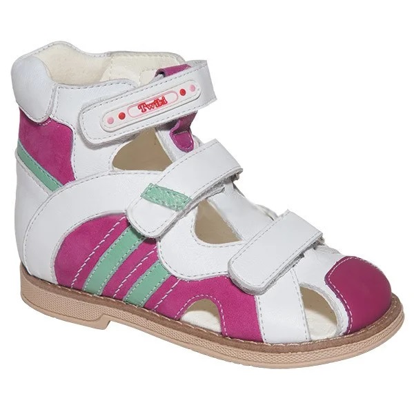 Сандалии ортопедические  с закрытым носом цв. бело-розовый TW-270-2 фото 1